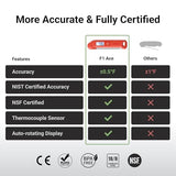 Professional Meat Thermometer Digital, ±0.5℉ NIST Certified Accuracy, Instant Read Food Thermometer for Cooking Grill, Fully Waterproof, Auto-Rotate Backlit Display, Motion-Sensing On/Off, Red