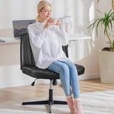 OLIXIS Criss Cross Legged Chairs Armless No Wheels Wide Seat Height Adjustable Swivel Padded PU Leather Home Office Desk Seating for Bedroom, Student, Study Room OLIXIS