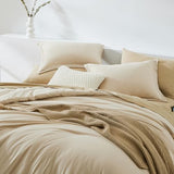 WRENSONGE Queen Comforter Set- 7 Pieces Beige Bed in a Bag Queen with Fitted Sheet, Flat Sheet, 2 Pillow Shams, and 2 Pillowcases- Warm Bed Set for All Season WRENSONGE