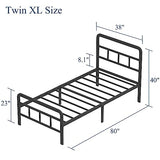 Richwanone 14 inch Twin XL Bed Frame with Headboard and Footboard, Heavy Duty Metal Platform with Steel Slat Support, No Box Spring Needed, Easy Assembly, Black Richwanone