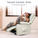 FURNIMAT Recliner Chairs for Adults, Massage Rocker with Heated Modern Ergonomic Lounge 360 Degree Swivel Single Sofa Seat Living Room Lounge Recliners Ivory White