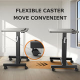 WNJQBY Mobile Standing Desk with Wheels, Elevating Table,Lift desks for Home Office,Rolling Portable Laptop Desk Height Adjustable, Mobile Computer Desk,Small Sit Stand Workstation（Black） WNJQBY