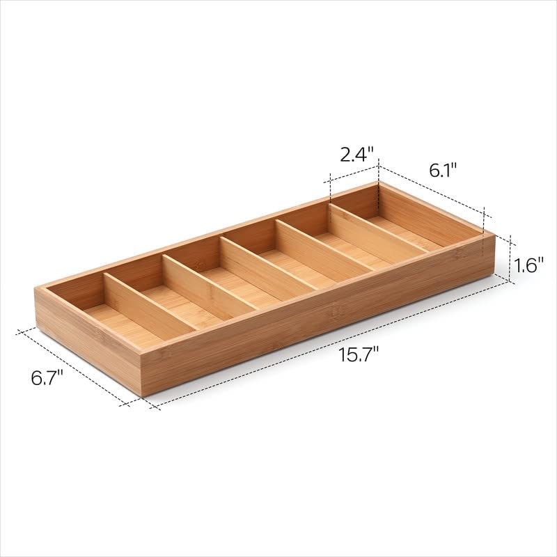 Lunavita 6-Slot Sunglasses Organizer Tray, Sunglasses Storage Case, Eyeglass Display Eyewear Display Box,Jewelery Display Organizer Tray, Natural Bamboo Lunavita