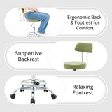 FIRAVOE Drafting Chair (Work Stool with Back)(Swivel Shop Stool 19.5"-26.6") Adjustable Height and Footrest Ergonomic Office Chair (Green) FIRAVOE