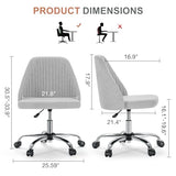 DUMOS Office Chair, Comfy Desk Chair Rolling Vanity Swivel Task Chairs with Wheels, Wide Seating Armless Height Adjustable Computer Chairs for Home,Bedroom,Student,Adults, Classic Grey DUMOS