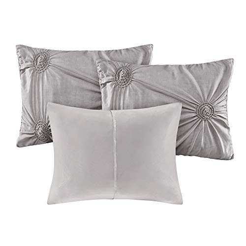 Madison Park Daybed Cover Set-Trendy Design All Season Luxury Bedding with Bedskirt, Matching Shams, Decorative Pillow, Medallion Tufted Dark Grey 75"x39" 6 Piece Madison Park