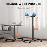 NICECOZY Mobile Standing Desk, Small Teacher Standing Rolling Desk, Portable Laptop Desk with Lockable Wheels, Computer Workstations, Adjustable Height, Black NICECOZY