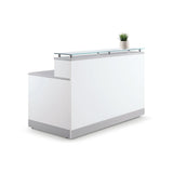 NBF Modern Reception Desk with Counter, Front Desk, Retail Checkout Counter, Office, Lobby, Salon, Store, 63" W x 32" D, White nbf signature series