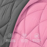 Elegance Linen Silky Soft - Goose Down Alternative Reversible 2pc Comforter Set- Available in A Few Sizes and Colors, Twin/Twin XL, Pink/Gray Elegant Comfort