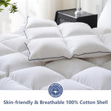 DOWNCOOL Feather Down Fiber Comforter Twin, White Fluffy Duvet Insert with Ultra Soft 100% Cotton Cover, All Season Luxurious Hotel Bed Comforter Twin with Corner Tabs, 68"x90" DOWNCOOL