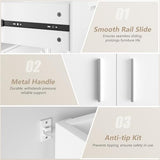 VECELO Dresser for Bedroom with Charge Station and Lights, Chest of 4 Drawers Closet with Raised Edge and Bottom Storage Cabinet, Wooden Organizer for Hallway Living Room, White VECELO