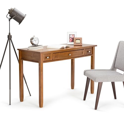 SIMPLIHOME Warm Shaker SOLID WOOD Rustic Modern 48 inch Wide Home Office Desk, Writing Table, Workstation, Study Table Furniture in Light Golden SIMPLIHOME