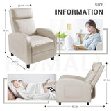 Homall Recliner Chair, Recliner Sofa for Adults, Recliners Home Theater Seating with Lumbar Support, Reclining Sofa Chair for Living Room (Leather, Beige)