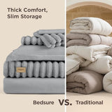 Bedsure Gentlesoft™ 2-in-1 Queen Comforter Set and Detachable Fluffy Blanket, Grey Bedding Set for All Season Use, SnapTech Design for Space Saving (Includes 2 Pillow Shams, 2 Pillowcases) Bedsure