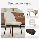 COLAMY Upholstered Dining Chairs Set of 6, Wooden Dining Room Kitchen Chairs with Wood Frame and Curved Backrest, Modern Fabric Dinner Chairs, Beige COLAMY