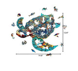 KAAYEE Wooden Jigsaw Puzzles-301pcs 14.9 * 12.6in Sea Turtle Wooden Jigsaw Puzzle for Adult,Nicely Packaged for Gift, Challenging Unique Shape Jigsaw Pieces KAAYEE
