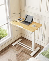 FLEXISPOT H7 PRO Mobile Standing Desk Adjustable Overbed Table Pneumatic with Wheels 90°Tiltable Portable Laptop Desk Rolling Computer Cart Foldable Bedside Table(31.5" W x 17.7" D D, Maple) FLEXISPOT