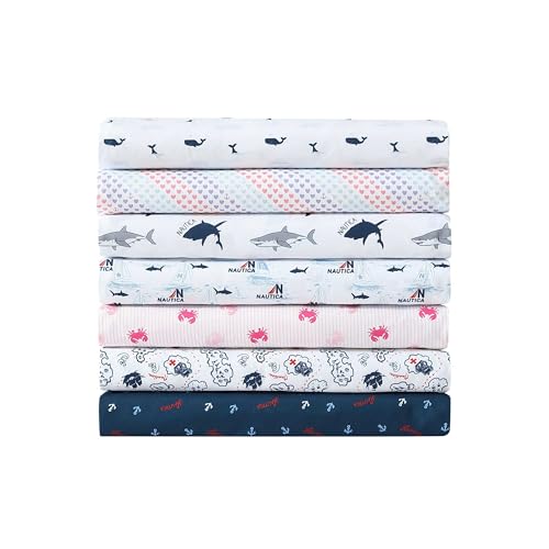 Nautica Kids - Full Sheet Set, Super Soft & Cozy Toddler Bedding with Matching Sham(s), Ideal Boy Room Essentials (Caspian Whales Navy, Full) Nautica