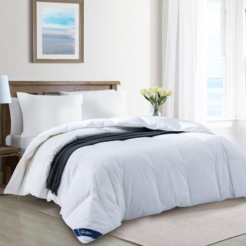 Globon Ultra-Soft Lightweight Down Feather Comforter King Size,Breathable Light Duvet Insert for Hot Sleeper/Warm Weather,Noiseless Shell,700 Fill Power with Corner Tabs,White Globon