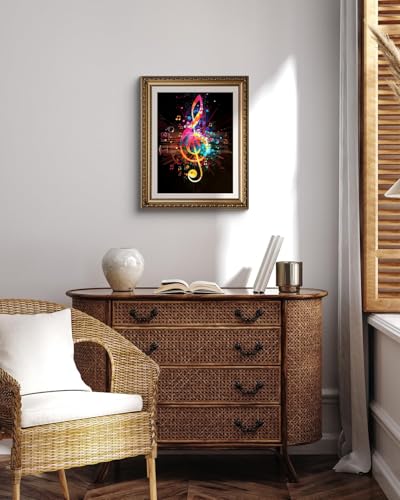 YEEIFFD Music Diamond Painting Kits for Adults, Musical Note Diamond Painting Art Kit for Adult, DIY Full Drill Gem Art with Diamonds for Home Wall Decor Gifts 12x16 Inch YEEIFFD