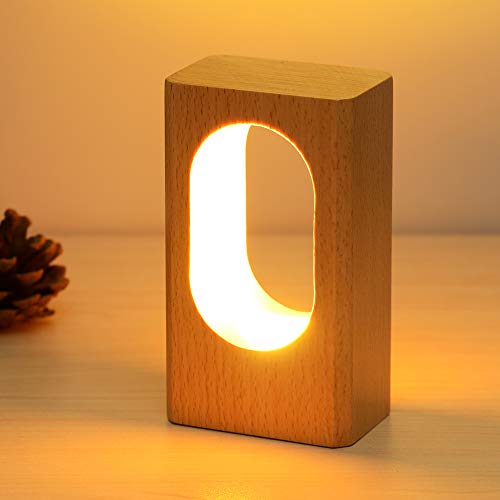 LONRISWAY LED Wood Desk Lamp, Bedroom Bedside Night Light, Dimmable Led Lighting, Creative Home Decor Table lamp, Unique House warmging Gift - WoodArtSupply