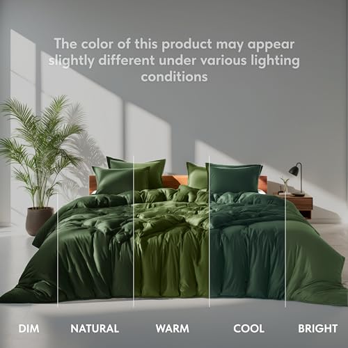 White Classic Dark Green Duvet Cover Queen Size, Microfiber Duvet Cover with Zipper, Duvet Cover Set with 2 Pillow Shams, Luxury Soft Comforter Cover Queen Size, 90 x 90 | Comforter Not Included White Classic