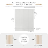 GoDear Design Adjustable Sliding Room Dividers Panel Blinds, Vertical Window Blinds, Door Blinds, Extendable Track from 45.8" to 86" W, Trimmable Panel Curtains Up to 96", Semi Privacy, Snowdrop GoDear Design