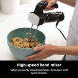 Ninja Hand Mixer, Immersion Blender, Foodi Power Mixer System, 750-Peak-Watt Handheld Emulsion Blender & Electric Hand Mixer Combo With Whisk, Beaters & 3-Cup Blending Vessel,120 volts, Black CI101 Ninja