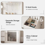 Vabches Vanity with Mirror and Lights, Makeup Vanity Table with Charging Station, Cute Vanity Set with Comfortable Bench, Big Vanity with 3 Storage Compartments, 39.8inch, White Vabches