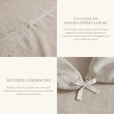 DAPU 100% Linen Duvet Cover, Pure Natural French Flax Linen with Corner Ties and Zipper Closure, Soft Breathable Durable for Hot Sleepers 1 Duvet Cover 2 Pillowcases (Natural Linen, Queen) DAPU