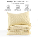 HORIMOTE HOME Quilt Twin Size Light Yellow, Lightweight Quilt for Summer Ultra-Soft Microfiber Modern Style Quilted Clouds Pattern Bedspread Quit Set 2 Pieces (1 Quilt and 1 Pillow Sham) HORIMOTE HOME