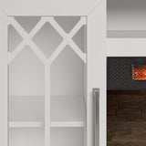 duraflame® Electric Fireplace Farmhouse Media Console for 65 Inch TVs with Glass Doors, Bright White Duraflame