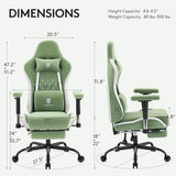 Morkprism Gaming Chair Breathable Fabric,Computer Office Chair with Footrest,Massage Lumbar Support and Gel Pad,Ergonomic Reclining Gamer Chair with Adjustable Armrests and Spring Cushion Green Morkprism