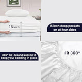 SGI bedding 600 Thread Count 4 Piece 100% Egyptian Cotton Full Size Sheets Set, 15" Deep Pocket Sheet Set, Premium, Breathable, Soft and Hotel-Quality Luxury Sheets - White SGI bedding