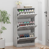 FUNISIR Shoe Storage Cabinet with 3 Flip Drawers, Slim Shoe Cabinet for Entryway, Hidden Shoe Organizer, Wooden Narrow Shoe Rack Cabinet with Removable Shelf, Grey FUNISIR