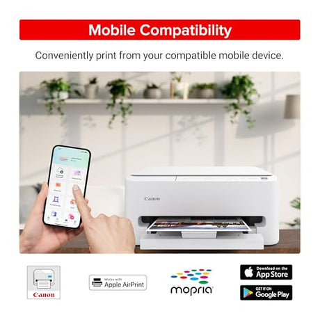 Canon PIXMA TS4320 Wireless Color Inkjet Printer for Duplex Printing, White – Home Printer with Copier/Scanner, Compact Design, Easy Setup, 1 Year Limited Warranty Canon