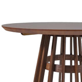 Walker Edison Scandinavian Slatted Wood Pedestal Base Dining Table, 48 Inch, Brown Walker Edison