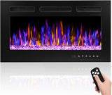 BETELNUT 30" Electric Fireplace Wall Mounted and Recessed with Remote Control, 750/1500W Ultra-Thin Wall Fireplace Heater W/Timer Adjustable Flame Color and Brightness, Log Set & Crystal Options BETELNUT