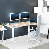 VIVO Electric 63 x 32 in Dual Motor Standing Desk, Memory Height Adjustment, 2B Series, Light Wood Top White Frame, DESK-KIT-2W1C VIVO