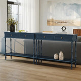 ARTPOWER Console Table for Entryway with 2 Drawers-Minimal Assembly,Blue Retro Entryway Table with Storage Cabinets and Open Shelf,Narrow Long Couch Table Behind Sofa for Living Room,Foyer,Hallway ARTPOWER