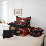 Erosebridal Farmhouse Geometric King Comforter Set with Sheets 7 Piece Southwestern Tribal Bedding Set Vintage Western Aztec Bed in A Bag for Kids Adults Rustic Farmhouse Cabin Lodge Bed Set Erosebridal