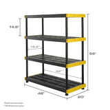 CX Black & Yellow®, Shelving Unit and Heavy Duty Storage Containers, Extremely Durable® (Shelf + 27 Gallon Container (8-Pack) CX
