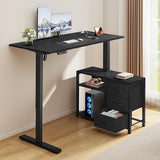 Homiflex 47 Inch L Shaped Standing Desk with 3 Drawers Electric Standing Desk with Storage Computer Desk Adjustable Height with Power Outlets 4 Memory Presets for Home Office Black Homiflex