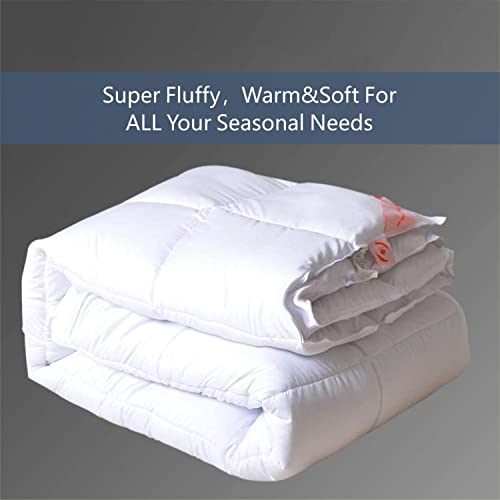 MAPLE DOWN Soft Twin Size Comforter Duvet Insert-Down Alternative Comforter Quilted with Corner Tabs for All Season-Lightweight Breathable Brushed Microfiber Machine Washable (White 68”x90”) MAPLE DOWN
