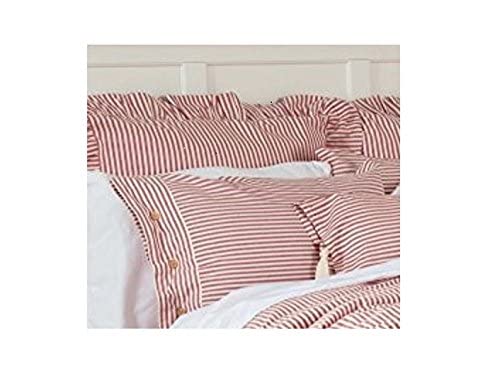 Piper Classics Farmhouse Ticking Stripe Duvet Cover Bedding, Red & Off-White, King 92x108, Comforter Cover w/Twill Ties, Soft, Comfortable, Farmhouse Bedroom Décor Piper Classics