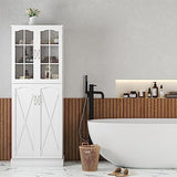 Jehiatek 64” Kitchen Pantry Storage Cabinet, Tall Kitchen Pantry Cabinets with Doors and Shelves, Food Pantry Cabinet Buffet Cupboards for Bedroom Jehiatek