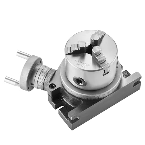 VEVOR Rotary Table for Milling Machines, 4''/ 100 mm, Horizontal Vertical Model Precision Milling Rotary Table, with 3.1''/80 mm 3-Jaw Chuck M10 T-Bolts Nuts, for Milling Engineering Indexing Tools VEVOR