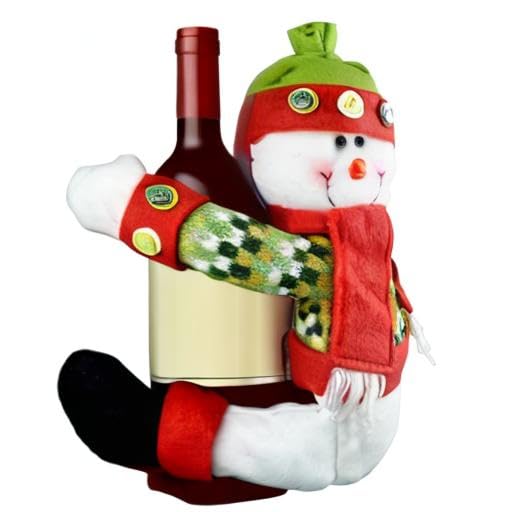 Christmas Tree Topper Snowman,Unique Holiday Xmas Decorations Funny Home Decor,Also Be Used As Curtain Tie and Hugger Wine Bottle,Red White Green Hongsome