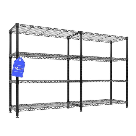 GarveeHome 70.8" W Storage Shelves Metal Shelving Unit, 1060 LBS Heavy Duty Wire Shelving 4-Tier L-Shaped Storage Rack with Adjustable Shelf for Pantry Kitchen Corner Bedroom GarveeHome