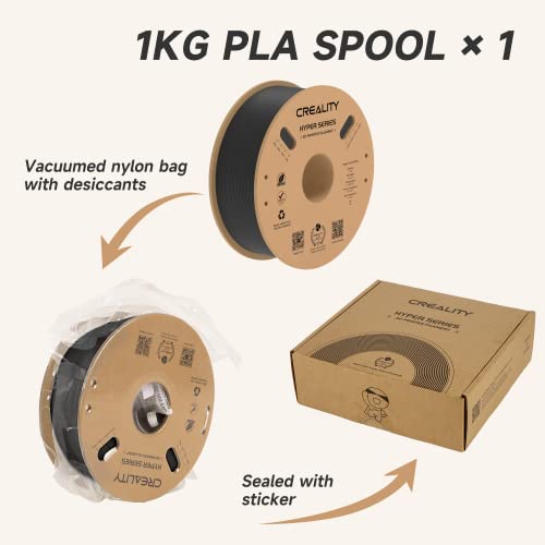 Official Creality Hyper PLA Filament 1.75mm, High Speed PLA 30-600mm/s 3D Printer Filament PLA, Dimensional Accuracy +/-0.02mm, Fit Most FDM 3D Printers，1KG(2.2lbs) Spool Black - WoodArtSupply